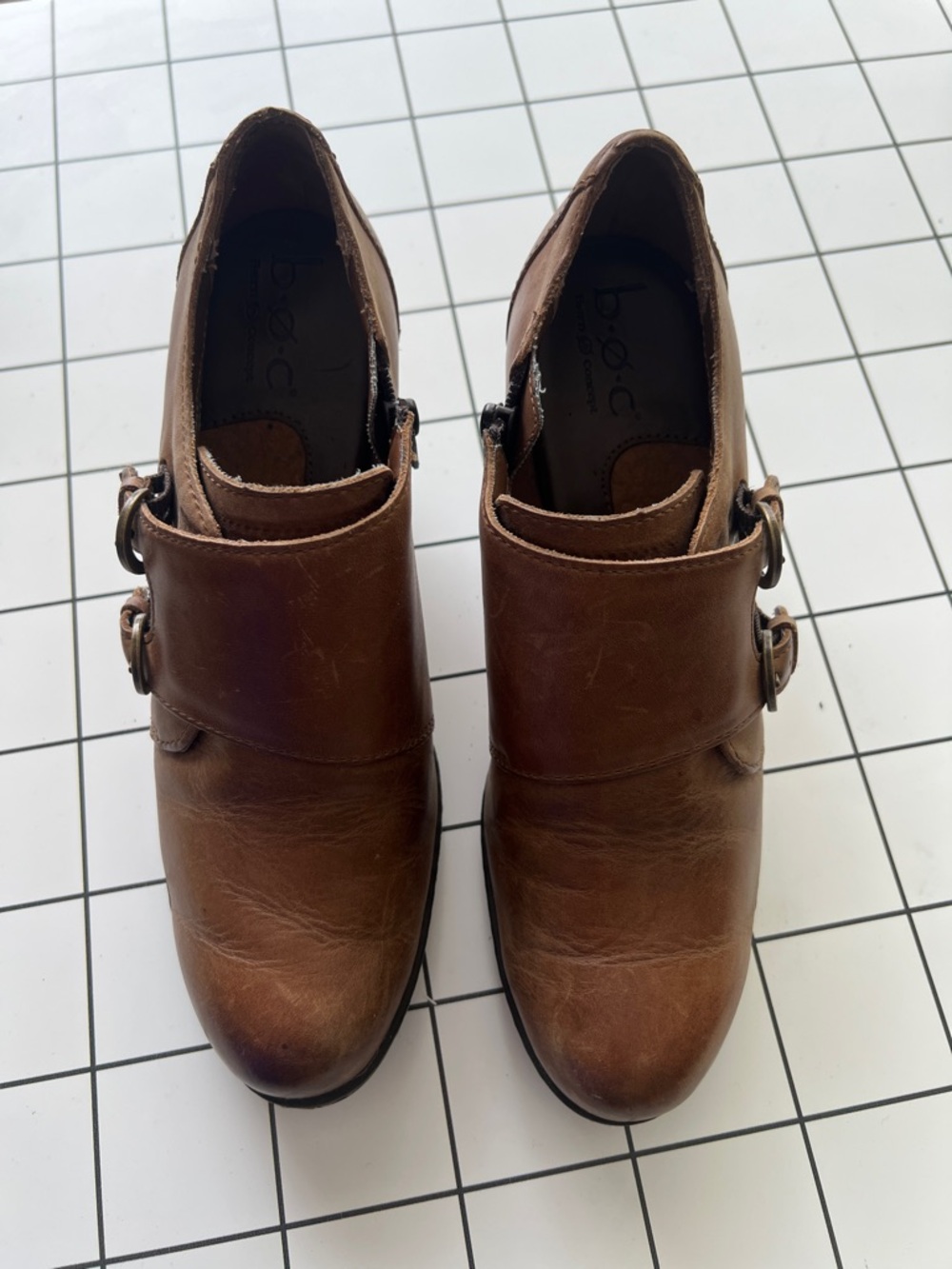 Born Concept Tan Tobacco Heeled Boots Size 7 NWOT
